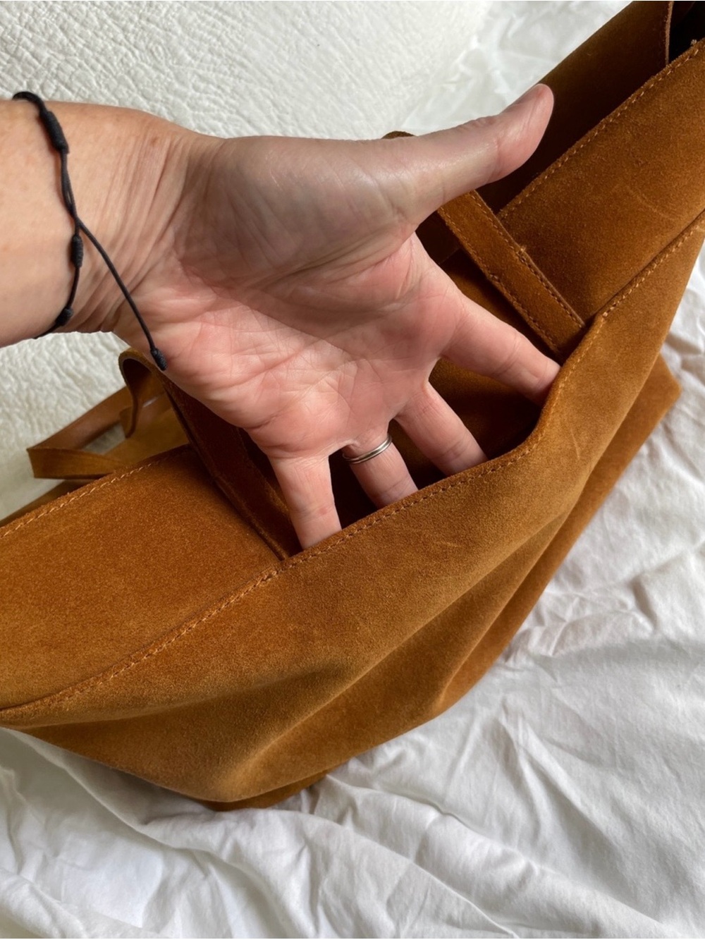 Madewell Essentials Suede Tote in Cognac Brown - Picture 5 of 12